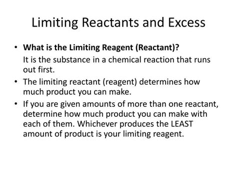 So, in the above problem O 2 is the limiting reactant (because limiting reactant reactant that produces least ml of product). . 24 limiting and excess reactants